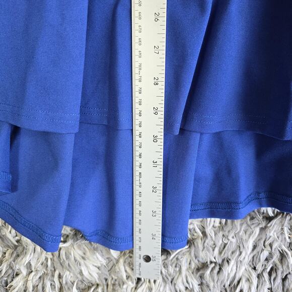 Sarin Mathews Dress Womens Large Royal Blue Off Shoulder High Low Skater Party - Picture 3 of 7